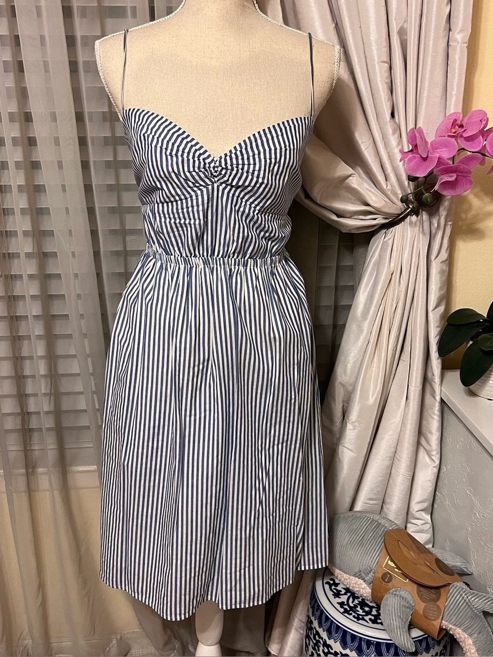 J. Crew Blue White Striped Sundress